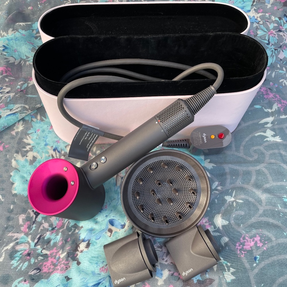 Dyson Supersonic hair dryer in Iron Fuchsia with Presentation Travel Case,